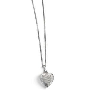 Tiny Sterling Silver Heart Locket Pendant Necklace Etched Dainty Vintage 20"